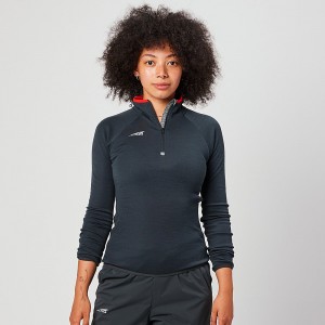 Altra CORE MERINO WOOL 1/2 ZIP Oberteile Damen Schwarz | Deutschland AL5294D71