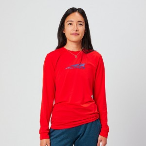 Altra EVERYDAY PERFORMANCE LONG SLEEVE T-Shirt Damen Rot | Deutschland AL1372B30