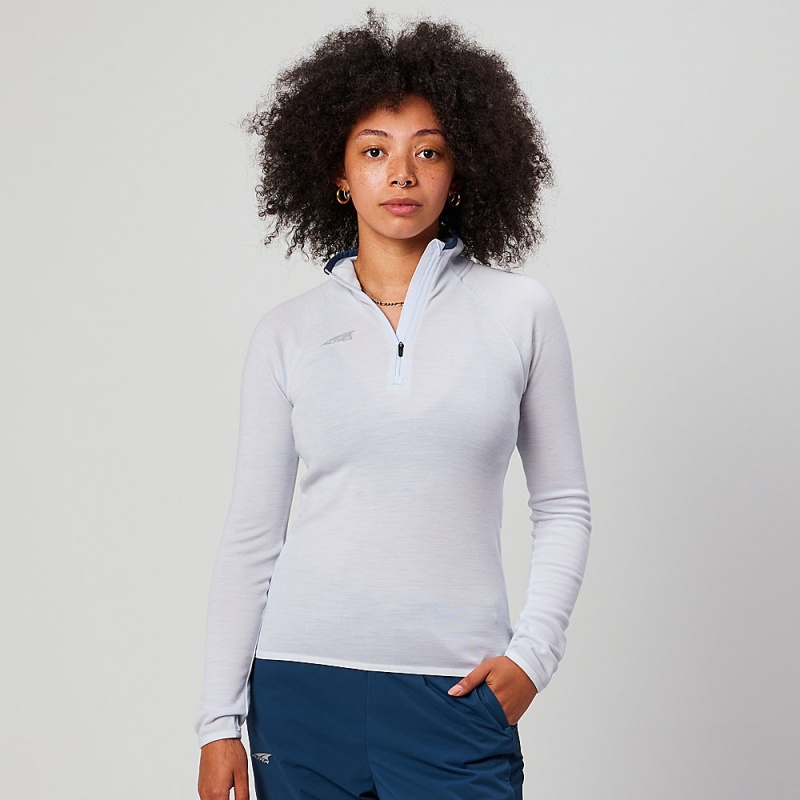 Altra CORE MERINO WOOL 1/2 ZIP Oberteile Damen Hellblau | Deutschland AL1862F62