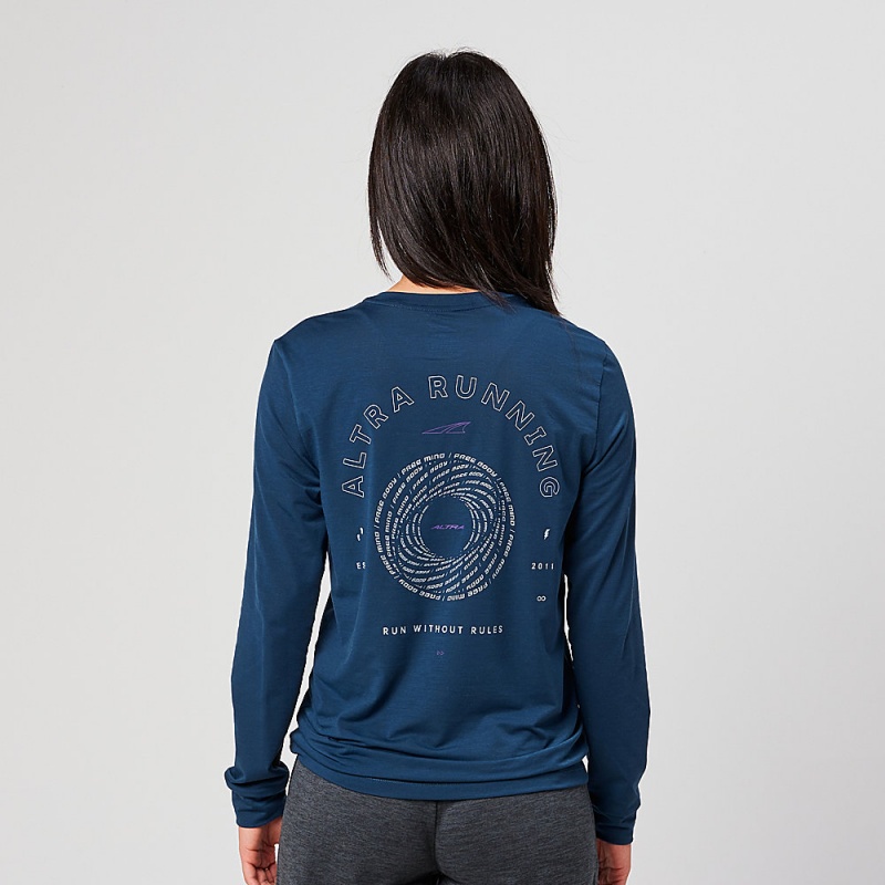 Altra EVERYDAY PERFORMANCE LONG SLEEVE T-Shirt Damen Navy | Deutschland AL0219N23