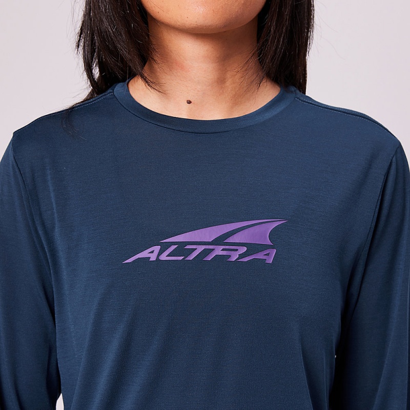 Altra EVERYDAY PERFORMANCE LONG SLEEVE T-Shirt Damen Navy | Deutschland AL0219N23