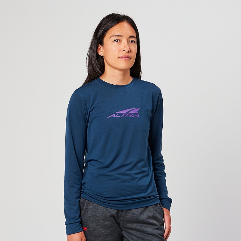 Altra EVERYDAY PERFORMANCE LONG SLEEVE T-Shirt Damen Navy | Deutschland AL0219N23