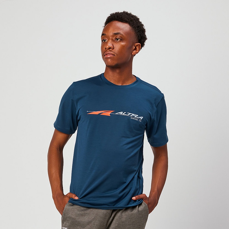 Altra EVERYDAY PERFORMANCE SHORT SLEEVE T-Shirt Herren Navy | Deutschland AL5123D25