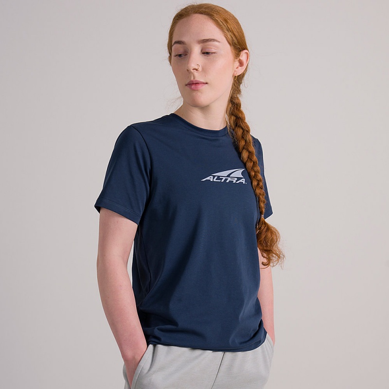 Altra EVERYDAY RECYCLED TEE T-Shirt Damen Blau | Deutschland AL4038H61